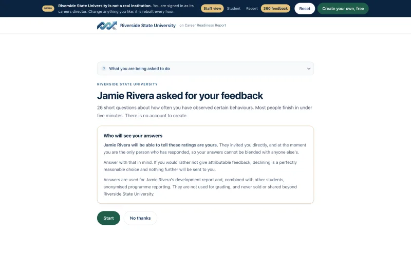 A supervisor rating a student against the NACE competencies